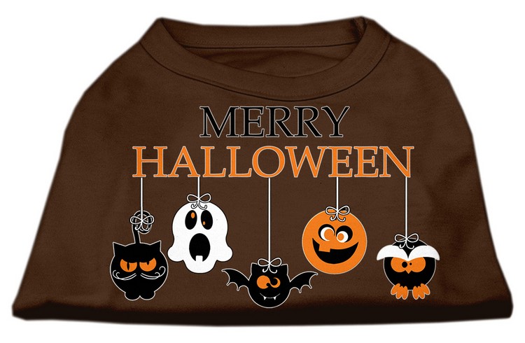 Merry Halloween Screen Print Dog Shirt Brown XL